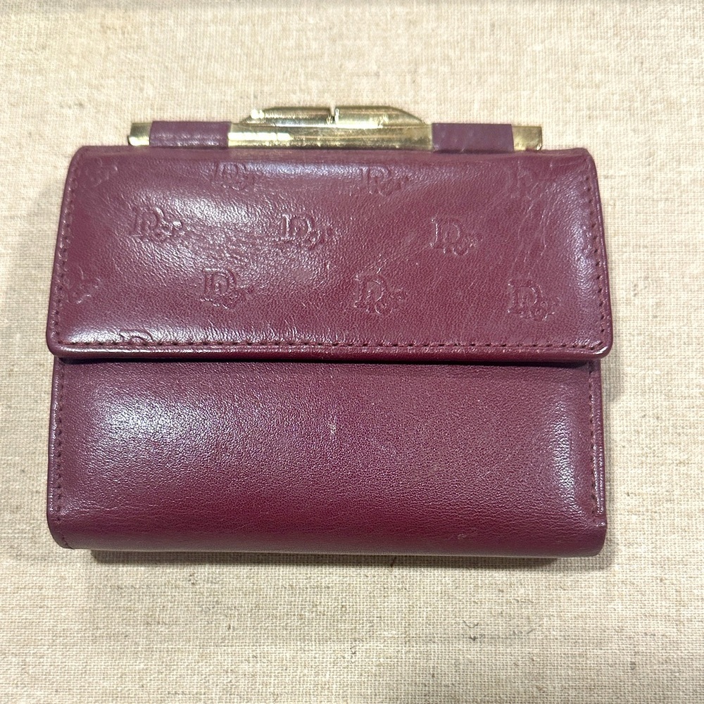 Dior TriFold Burgundy Leather Wallet‎